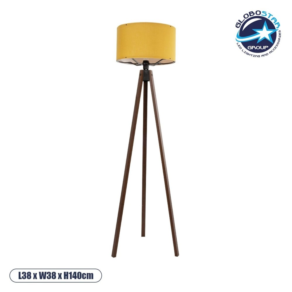 GLOBOSTAR® SAGA 204-0033 Μοντέρνο Επιδαπέδιο Φωτιστικό με Ντουί 1 x E27 AC 220-240V IP20 - Καφέ & Κίτρινο - Μ38 x Π38 x Υ140cm